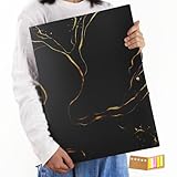 Qunrwe A3 Art Portfolios Case 60 Pages,Marble Black Diamond Painting Storage Book,Pocket Protector with Index Stickers,Clear Portfolio Folder for Artwork,Report,Photo(11.8 x 16.5 inch)