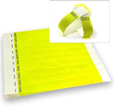 500 WristCo Neon Yellow Duplicate # Tyvek Wristbands for Events | Extended Wear, Tamper-Proof Prevents Reuse USA Premium-Grade Bracelets for Hospital & Medical ID, Party, VIP Identification