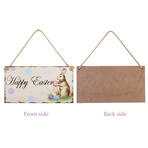 Oulii Easter Gift Happy Easter Plaque Wooden Rabbit Hanging Plaque Festival Wall Door Decorative Sign Hanger Home Decoration Photo Props Favors 8 * 4.25Inch #TOP2