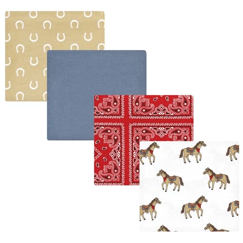 Image of Hudson Baby Unisex Baby Cotton Flannel Receiving Blankets, Cowboy, One Size