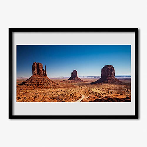 Affiche encadrée 70x50 cm avec cadre en MDF motif paysage de montagne désert pour décoration