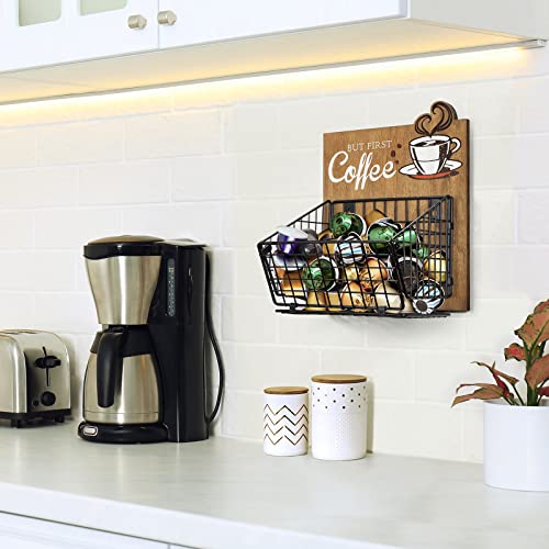 Thygiftree Coffee Pod Holder Wall Mount K Cup Storage Organizer For Kcup Espresso Capsule, But First Coffee Sign For Coffee Bar Station Kitchen Decor Gifts #TOP2