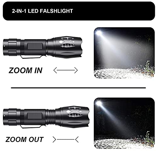 Uv Flashlight Black Light 2 In 1 2 Pcs,Uv Light Led Black Light Flashlights With 500Lm Highlight&4 Mode&Waterproof Ipx 4 For Pet Clothing Food Fungus Detection/Night Fishing/Travel/Camping #TOP5