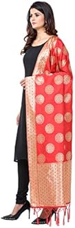 Jaanvi fashion Women's Bandhani Floral Woven Silk Dupatta With Zari Work
