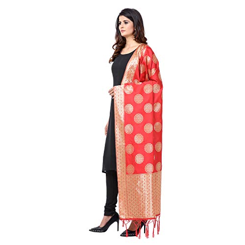 Jaanvi fashion Women's Bandhani Floral Woven Silk Dupatta With Zari Work