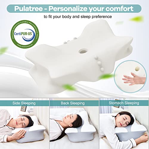 Pulatree Cooling Cervical Pillow For Neck Pain Relief, Cradle Design Contour Memory Foam Side Sleeper Pillows, Odorless Orthopedic Bed Pillows For Sleeping, Ergonomic Support For Back Stomach Sleepers #TOP5