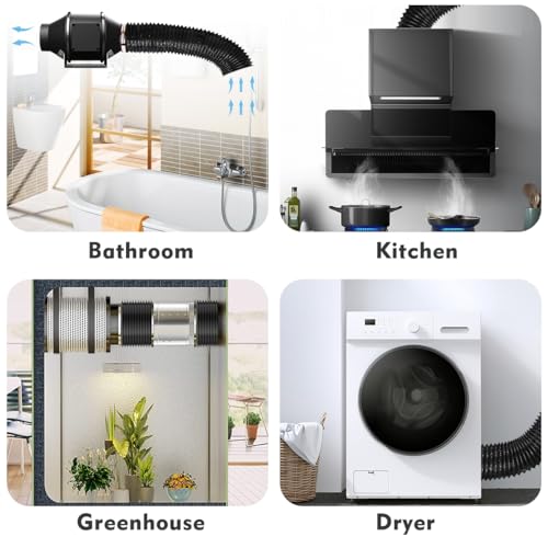 image for YIJUHOU Dryer Vent Hose Air Ducting: 8 Inch 8FT Flexible Aluminum PVC 