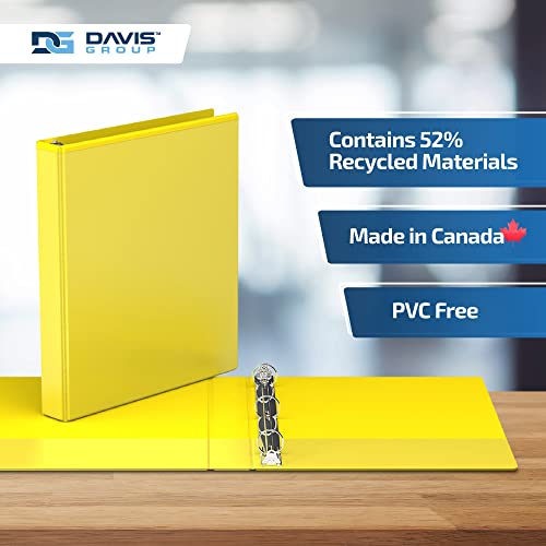 Image of Easyview 3-Ring Binder, Clear-View Cover, 1 inch Round Rings, Yellow, 6 Pack | Heavy-duty binder, fits 8.5 inch x 11 inch paper, customizable cover, made in Canada, ideal for school or office use