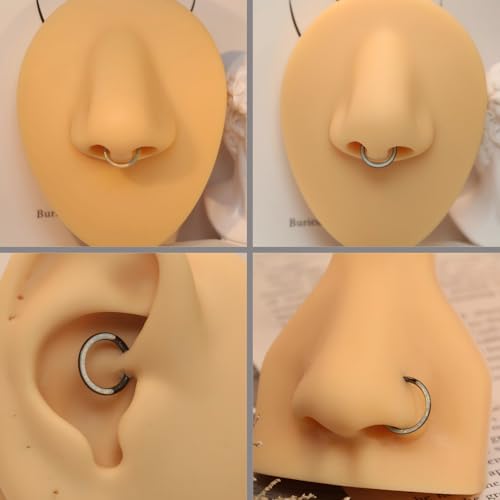 Image of PEAKLINK 16G 18G 316L Stainless Steel CZ /OPAL Septum Piercing Septum Clicker Ring Hinged Nose Ring Daith Earrings Conch Piercing Jewelry Helix Cartilage Tragus Lobe Belly Hoop Earring