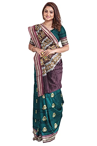 Image of Sambalpuri Cotton Saree of Odisha Ikkat Orissa Traditional Handloom Sari | Bomkai | Pata | Nuapatana | sambalpuri saree | khandua patta sare | without Blouse JH923