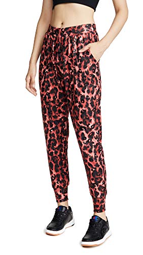 Terez Women's Balayage Joggers, Black Cheetah Foil/Red Cheetah, XL