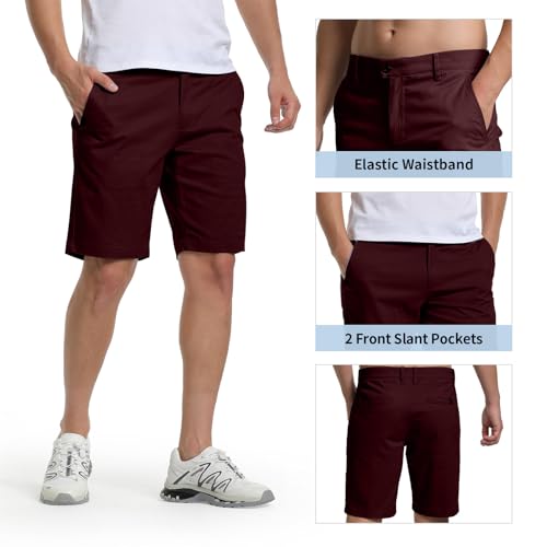 Fixha Short masculino elástico para golfe de 25,4 cm, ajuste clássico, de algodão de secagem rápida,