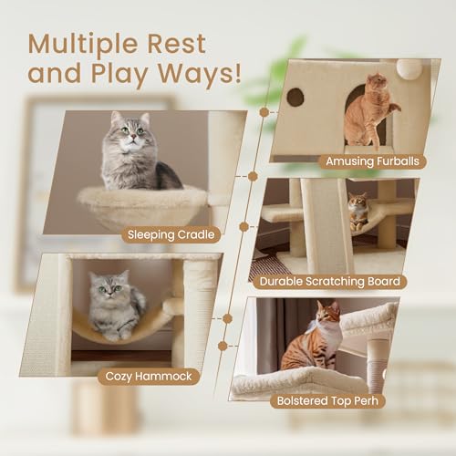 image for SHA CERLIN 65in Larger Cat Tree Tower Condo for Indoor Kitties/Multi-L