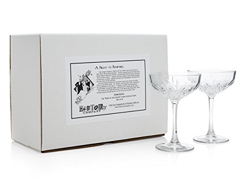Party of the Century Classic Cocktail & Champagne Coupe Glass – Exclusive 2-Piece Set Inspired by the 1966 Black and White Ball (Gift Box Collection)