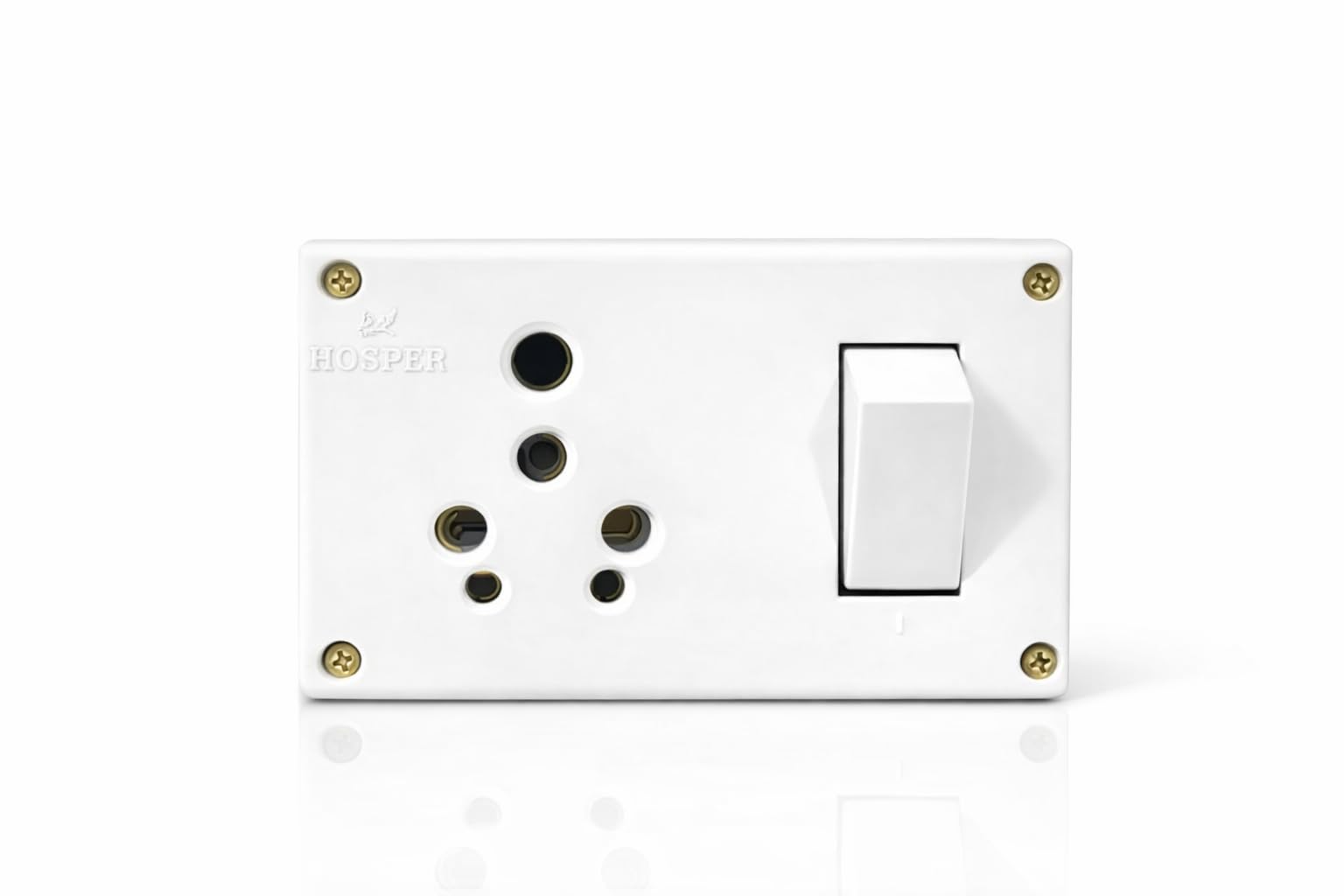 Hosper Electrical Switch Socket, Pure Heavy Brass, Polycarbonate Finish, With Shutter, Big Terminals, Easy Knockout-image-11