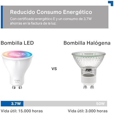 Tp-Link: Tapo TP-Link Smart Wi-Fi Spotlight, Multicolour, Tunable White - GU10, 3.7W, No Hub Required, Compatible with Alexa and Google Home, Remote Control, Energy Class A+ (Tapo L630(2-Pack)) | AU Version |