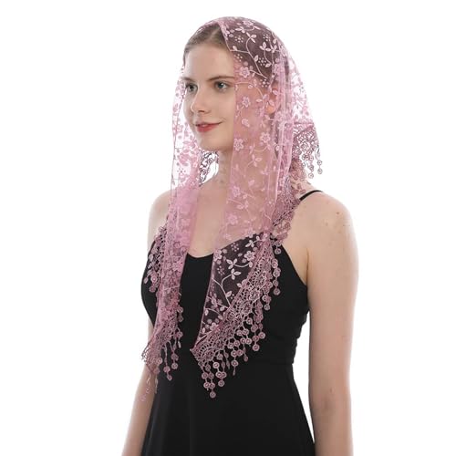 Triangle Lace Scarf for Women Mantilla Veil Tulle Lace Headscarf Lightweight Fashion2