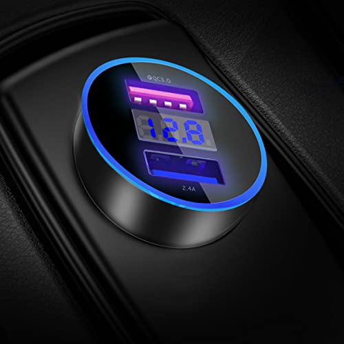 Cargador de Coche, Quick Charge 3.0+2.4A 30W Carga Rapida Doble Puertos USB Adaptador Automóvil Cargador Móvil de Coche para Teléfonos y Tabletas, iPhone, Samsung, LG, HTC, Sony, Huawei y más
