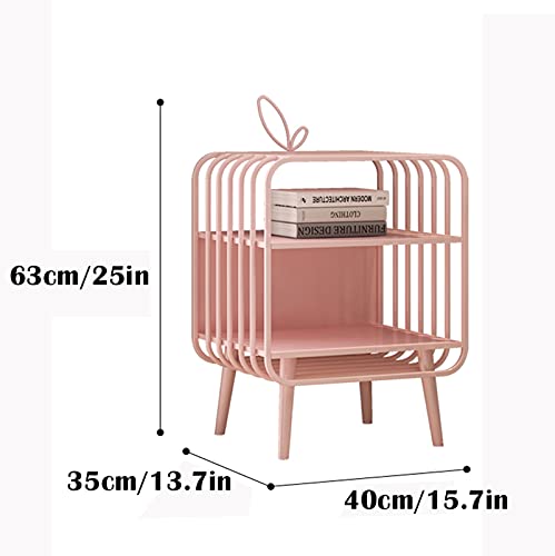Table de chevet rose compacte à double tiroir pour petit meuble de rangement - 4