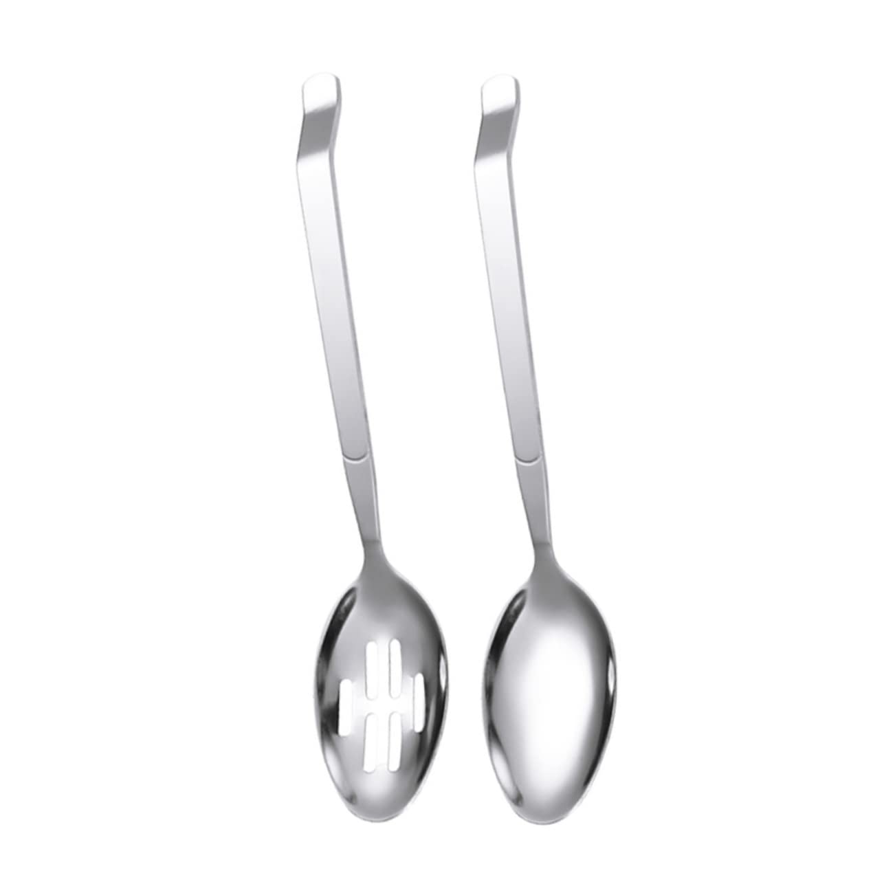 COLLBATH 2 Pcs Stainless Steel Serving Spoon Skimmer Serving Buffet Slotted Spoons Buffet Serving Spoon Slotted Serving Spoon Salad Spoons Pasta Spoon Western Food Serving Spoons Silver