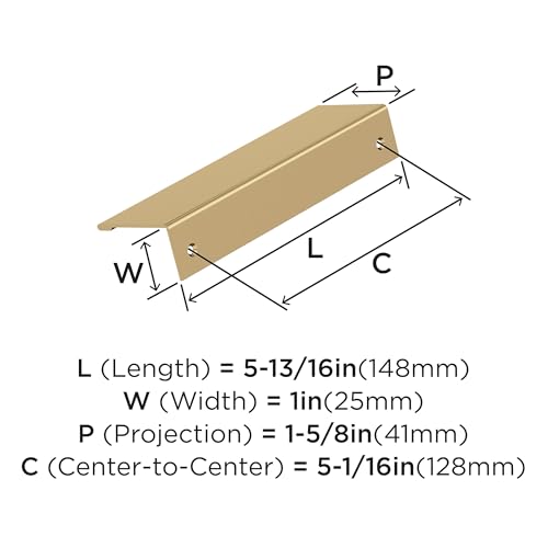 Image of Amerock Edge Pulls 5-1 /16 inch (128mm) Center-to-Center Champagne Bronze Cabinet Edge Pull - 10 Pack