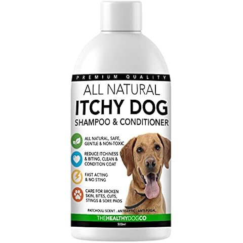 The Healthy Dog Co - Dog Shampoo for Itchy Skin - Dog Shampoo Sensitive Skin - Dog Itchy Skin Relief - Moisturising Dog Shampoo for Dry Itchy Skin - Itchy Dog Relief for Dogs and Puppies - 500ml Cover