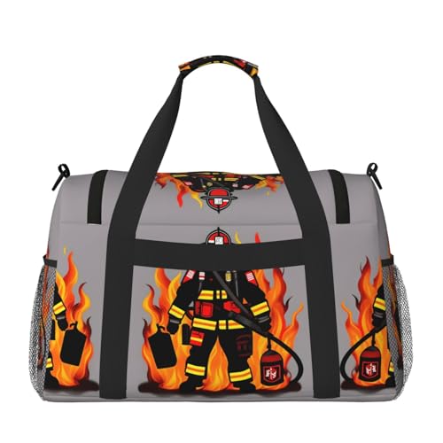 Firefighter Fireman print Personal Item Bag Large Duffel Bag Travel Bag Weekender Bag Gym Bag Tote Duffel bag2