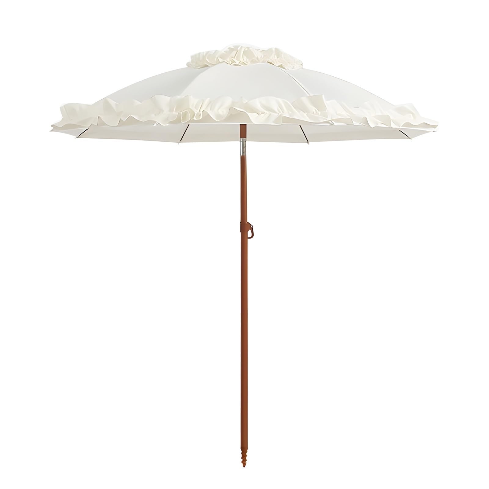 Parasol Plażowy z Koronką, 162 cm, Parasol Ogrodowy UPF 50+ z Regulacją Nachylenia, do Stołu Ogrodowego, Basenu, Kempingu, Trawnika