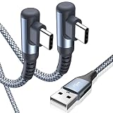 USB Type C ケーブル L字【2本セット 6m】Sweguard USB-C to USB-A ケーブル【PD& QC3.0対応 3.1A急速充電】タイプc 充電 iPhone 17 16 15 Pro Max,アイホン15 16 17,Samsung Galaxy S24/S23/S22/S10/S25/S26,Sony,Huawei,Pixel、usb c機器と互換性があり(灰)