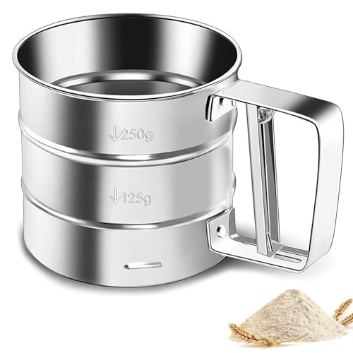 Double Layers Sieve Stainless Steel - Upgraded Hand-held Flour Sifter for Baking Strainer Sifters for Cooking with Handle Flour Sifter Hand Held