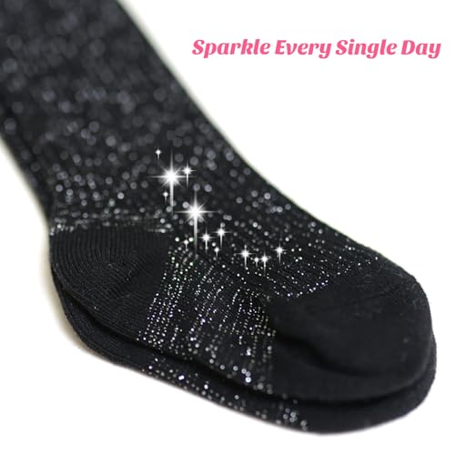 Looching 5 Pairs Baby Toddler Girls Sparkly Pantyhose Glitter Soft Cotton Tights Stockings for 2-8T Kids Children2