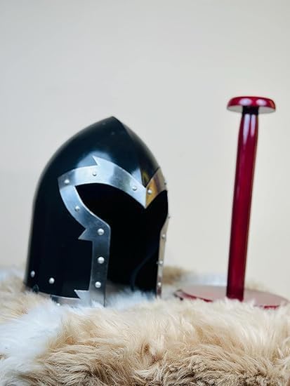Medieval Knight Crusader Barbuta Helmet, 18 Gauge Steel, Black, Cosplay Costume