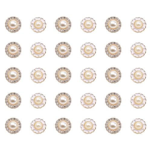 LINTRA 30 Pezzi Bottoni Gioiello, Strass Rotondi Vintage Imitazione Strass da Cucire, Diametro 18 mm Bottoni Vintage, 2 Design, per Artigianato Fai da te, Abbigliamento