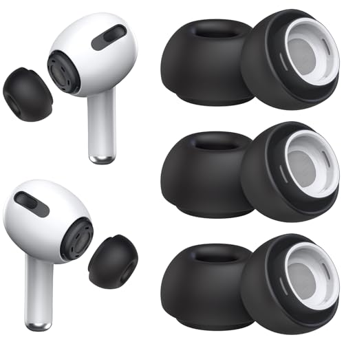 Image of 3 Pairs Replacement Ear Tips for AirPods Pro 1st & 2nd Generation with Noise Reduction Hole, Silicone Ear Tips for AirPods Pro with Portable Storage Box and Fits in Charging Case (Medium, Black)