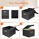 Lifewit A4 File Storage Organiser Box with Lid, Portable Document Storage Box with Plastic Slide, File Folder Organizer for School Home Office Supplies, Dark Grey - Image 9