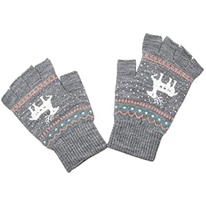 Zolunu Guantes unisex de invierno con medio dedo, guantes cálidos de invierno para pantalla táctil, guantes elásticos de punto para escribir