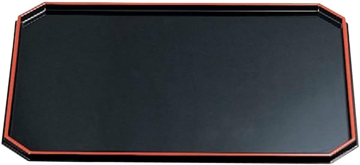 J-kitchens お盆 尺4隅切長手 盆 黒天朱SL(約 42 x