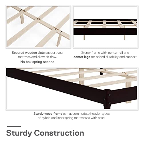 Dhp Lorriana 14" Solid Pine Wood Platform Bed Frame, Full Size, Espresso #TOP6