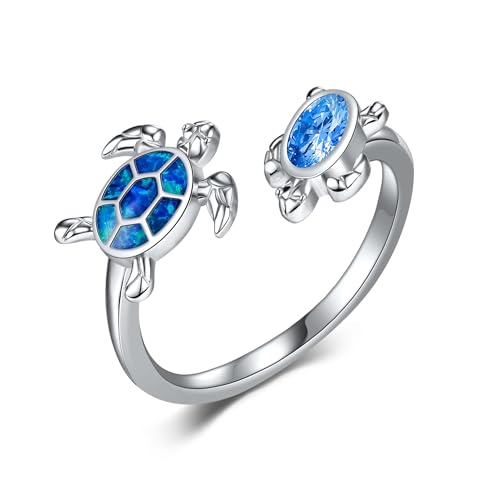 Bague océan en argent sterling 925, ouverture réglable, motif requin, tortue, tête de marteau, bijou océan, cadeau pour femme, fille, homme, Aucune pierre précieuse