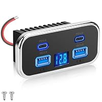 Linkstyle 12V USB Steckdose, 76W Dual 18W USB-A & Dual 20W PD3.0 Anschlüsse, Power Outlet Panel mit Voltmeter für 12V/24V Auto Lkw Wohnmobil Marine – Ansicht 1