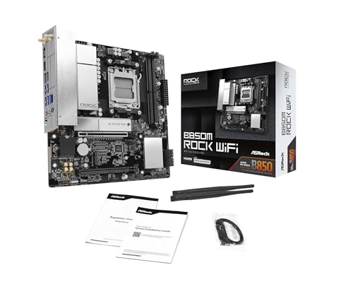 Image of ASRock B850M Rock WiFi Socket AM5 Micro-ATX Motherboard, Supports AMD Ryzen 9000 /8000 /7000 Series, DDR5 8200+ (OC), PCIe 5.0, WiFi 6E, 2.5G LAN B850