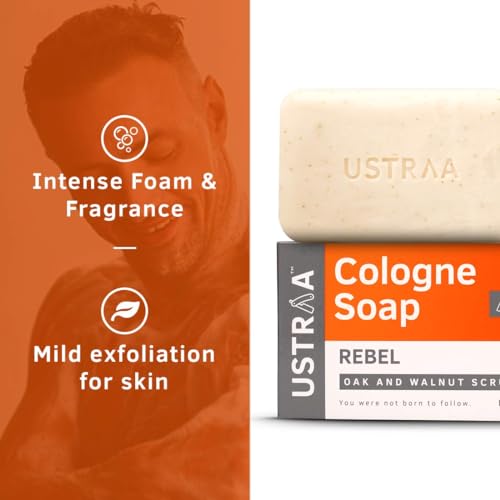 Image of Ustraa Rebel Cologne Soap with Oak & Walnut, 2 x 125 gm | Triple-milled Soap | Mild Exfoliation with Walnut Granules | Gives Lasting Fragrance (Pack of 2)