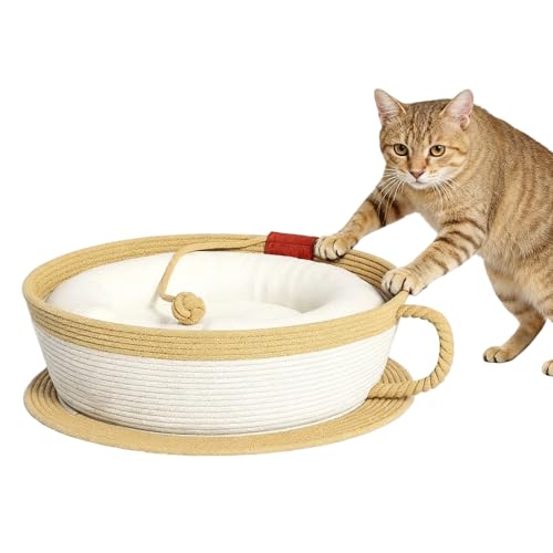 Katzennest, Kratzkorb, Kaffeetassenform, mit Pad, gewebtes...