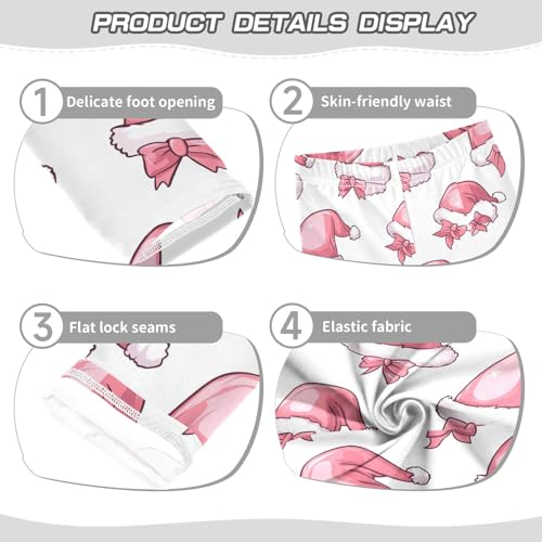 ZZKKO Girls Leggings Bow Christmas Hat Toddler Girls Clothes Leggings for Girls Toddler Girls Leggings 3-4T3