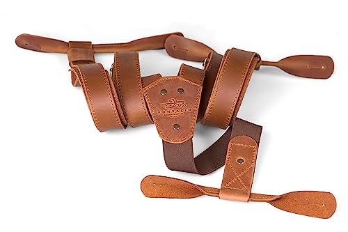 Leather suspenders for men Suspenders with button hole Groomsmen wedding suspenders (Brown)