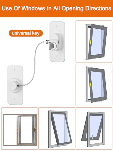 Bohoray 3 Pcs Window Restrictors for Upvc No Drilling,Window Locks for Upvc Windows,Window Locks Child Safety,Window Safety Locks with Screws Keys for Baby Child Children Pet Safety(White) - Image 4