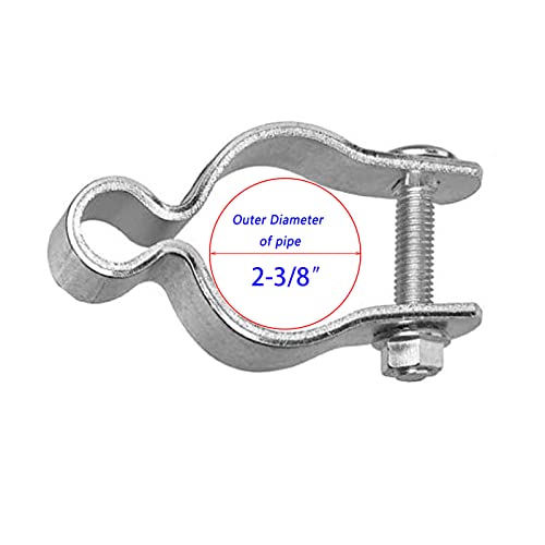 2 Pack 2-3/8Inch Chain Link Fence Frame Gate Post Hinge/Galvanized Steel Zinc Plated Pipe Gate Hinge For 2-3/8 Outside Diameter Post/Pipe, Nut/Bolt Included For Hinge #TOP3