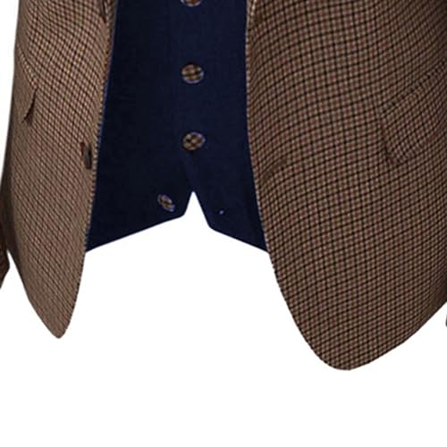 Mens Suits 3 Piece Check Plaid Suit Single Breasted Two Button Jackets Formal Dress Party Prom Tuxedo Suits4