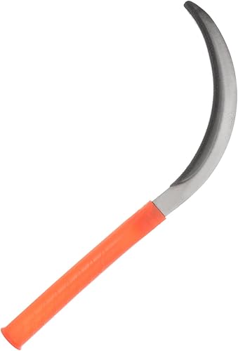 Miniatura 3 de HARFINGTON Hoz de limpieza de cepillo de 6 pulgadas con hoja dentada de acero al carbono forjado y mango de plástico rojo, cuchillo machete Billhook