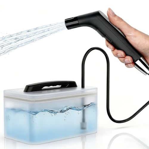 COSWE Portable Travel Bidet Electric Rechargeable Handheld Personal Sprayer for Hygiene Cleaning Toilet with 2.3 liters Water container (Black) (liuw_JP2201)
